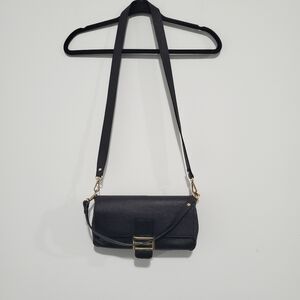 Divina Firenza Pebble Leather Made In Italy Baguette Shoulder Bag Crossbody